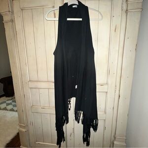 Chic Black Fringe Vest